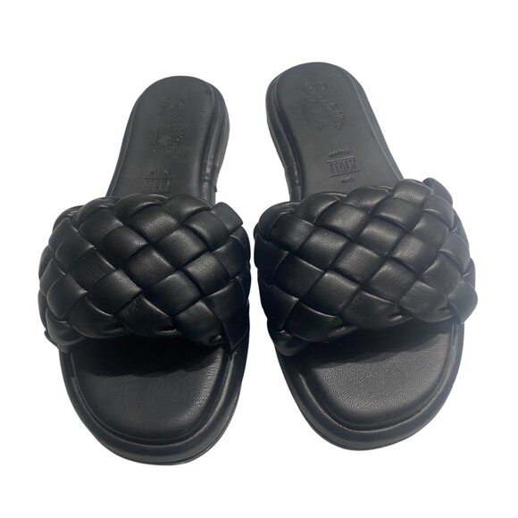 Seychelles Braided Slide Sandal Black Leather Size 6 Casual Made in Italy - Picture 3 of 13